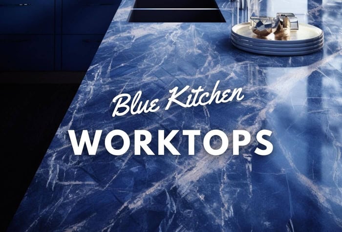 blue kitchen worktops
